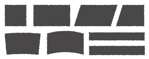 Paper rectangle with rough edge. Torn shapes with jagged border. Grunge strip background. Silhouettes set. vector