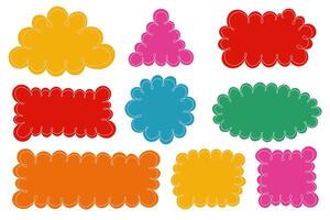 Scallop edge frames. Shapes with lace border. Cute hand drawn doodle boxes with frill. Decorative tags set vector