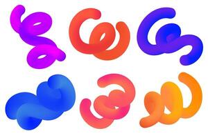3D gradient abstract lines. Liquid colored wavy blend shapes on white background. Spiral dynamic modern elements for poster banner and presentation design. Bright trendy strokes. vector