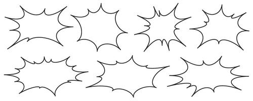 Comic speech bubbles. Manga pop art outline frame for text. Box for dialog and messages. Chat shapes set of shock shout and scream actions. vector
