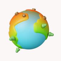 3d Global warming problems. deforestation. icon isolated on white background. 3d rendering illustration. Clipping path. photo