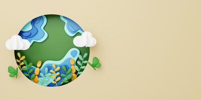 3d World environment and earth day concept , Green planet environmental protection , Save the planet. 3d rendering illustration. photo