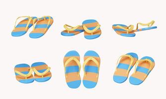3d Set of sandals icon for summer vacation concept. icon isolated on white background. 3d rendering illustration. Clipping path. photo