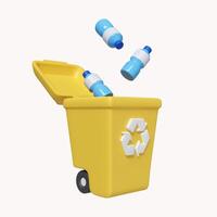 3d bin Recycle for save the earth and keep environment plastic. icon isolated on white background. 3d rendering illustration. Clipping path. photo