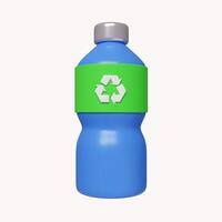3d bottle of water. the idea is to recycle old plastic bottles, think green. icon isolated on white background. 3d rendering illustration. Clipping path. photo