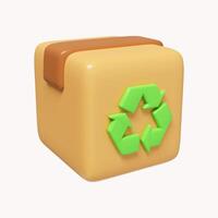 3d recycle box. Save Earth. Environment Concept. icon isolated on white background. 3d rendering illustration. Clipping path. photo