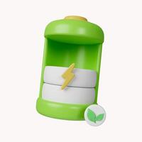 3d battery charge icon smart energy saving, Happy earth day, World environment day, Eco friendly. icon isolated on white background. 3d rendering illustration. Clipping path. photo