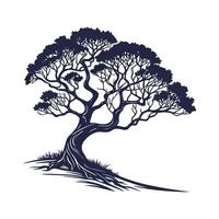 Creative simple Banyan Tree silhouette Style with white background vector