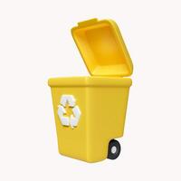 3d bin Recycle for save the earth and keep environment plastic. icon isolated on white background. 3d rendering illustration. Clipping path photo