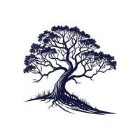 Creative simple Banyan Tree silhouette Style with white background Design template vector