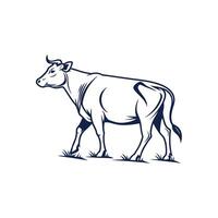 Amazing Cow and Face silhouette Style with white background design template vector