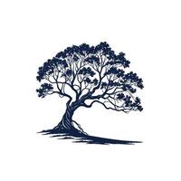 Creative simple Banyan Tree silhouette Style with white background Design vector