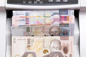 Bahamian dollar in the counting machine photo