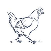 Simple Hen silhouette Style with white Background Design Template vector