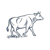Creative Simple Cow silhouette Style with white background vector