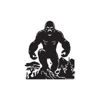 The Creative simple king kong silhouette Style with white vector