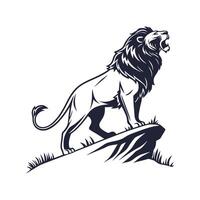 Amazing Lion silhouette Style with white background design template vector