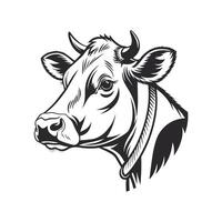 Amazing Cow Face silhouette Style with white background design template vector