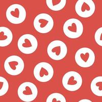 Simple heart seamless pattern. Red and white. Valentine's day with colorful hearts. Endless ornament with beautiful hearts for Valentine's Day. Suitable for gift wrap or greeting card. vector