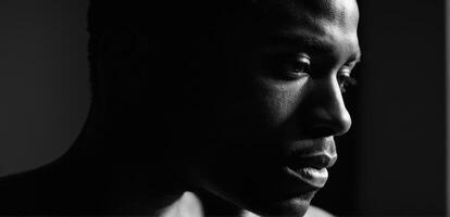 A black man in a black and white photo