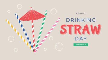 National Drinking Straw Day. January 3. Drinking straw day concept banner. Template for background, banner, card, poster with text inscription. vector