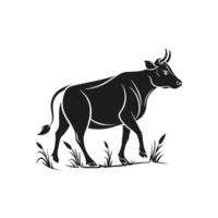 Amazing Cow and Face silhouette Style with white background design vector