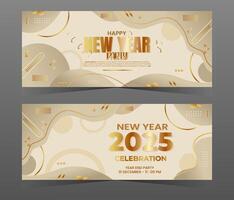 Gradient happy new year 2025 banners set vector