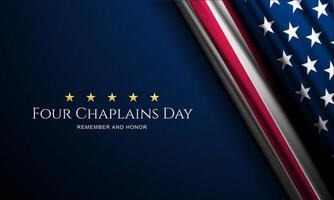 Four chaplains day background with american flag vector