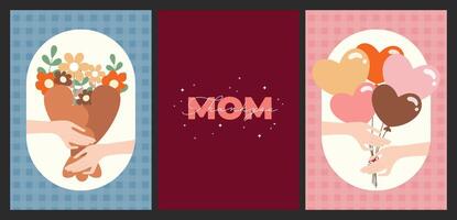 collection Heartwarming Mother's Day poster design template in flat design, featuring floral elements. Perfect for banners, posters, greeting card templates, promotional materials, and websites. vector