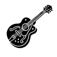 Guitar icon in black and white on a white background vector