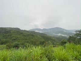mountain meadow The sky is bright and beautiful photo