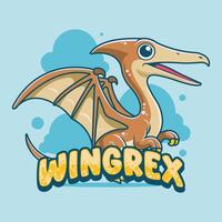 Pterodactyl Cartoon Character Illustration Design vector
