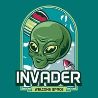 Alien UFO Invader Welcome Space Cartoon Illustration vector