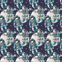 Astronaut Exploring Space Character Seamless Pattern in Illustration vector