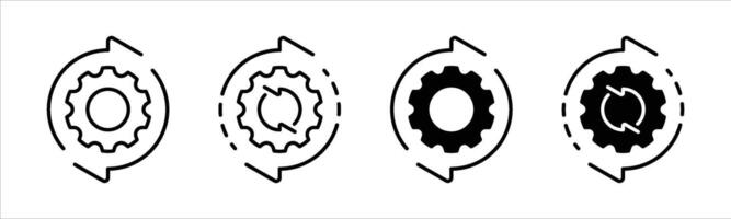 gear with line surrounding arrow icon set. containing workflow, progress icon vector