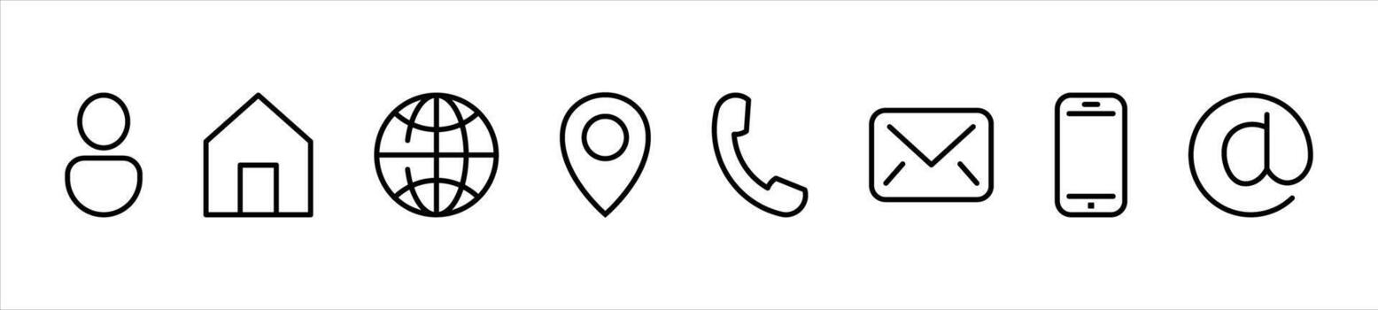 set of web thin line icon. containing contact, business card collection vector