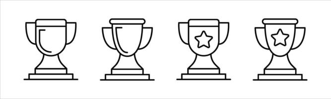 trophy icon set. contain reward, winner, victory, trophy cup icon vector
