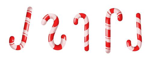 Candy canes Christmas holiday treats flat color objects set. New year festive atmosphere with dessert illustrations bundle on white vector