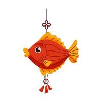Traditional red fish to celebrate abundance and prosperity flat color object. Good for lunar New Year illustration on white background vector