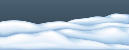 Snowdrifts smooth curves border realistic illustration. Pristine beauty of untouched heavy snow 3d object on grey background vector