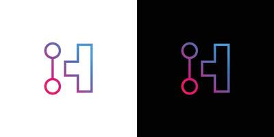 Modern Abstract Gradient Technology H Logo on White and Black Background vector
