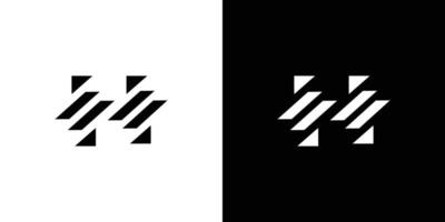 Abstract Black and White Geometric H Logo on Separate Background vector