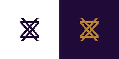 Abstract Geometric X Logo Design on Contrast Background in Minimalist Style vector