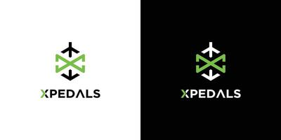 Unique and modern X pedal logo design for bicycle business vector