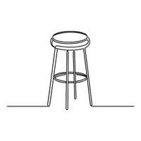 One continuous single drawing line of minimalist bar stool with a simple round seat vector