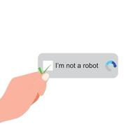 hand places the writing I'm not a robot on the blackboard vector