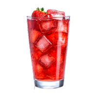 Strawberry Juice with Ice Cubes on Transparent Background png