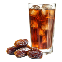 Date Fruit Juice with Ice on Transparent Background png