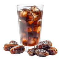 Refreshing Glass of Date Fruit Juice with Ice Cubes on Transparent Background png