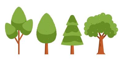 tree illustration collection in hand drawn design style vector